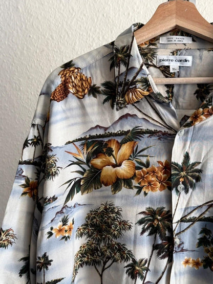 Pierre Cardin Vintage Hawaiian Pattern Shirt XL
