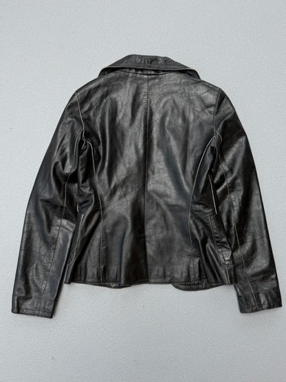 Y2K Snapshot Big Lapel Leather Jacket Large