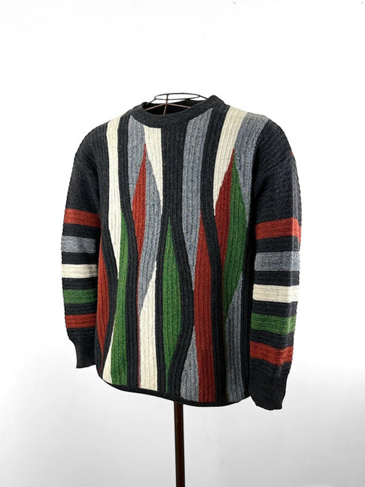 Vintage Patterned Sweater Large Patterned