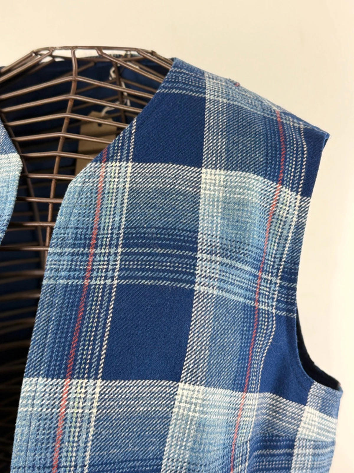 Vintage Plaid Cropped Waistcoat Medium Western