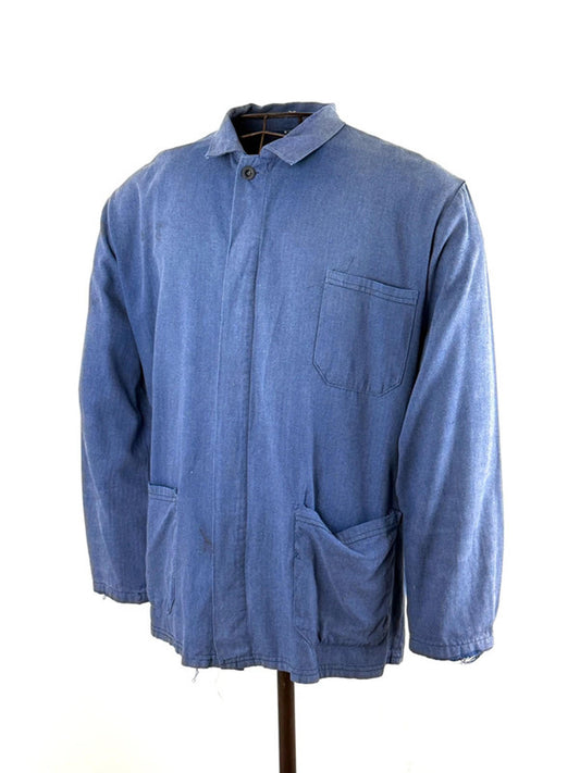 French Work Jacket Vintage XL Herringbone Tweed