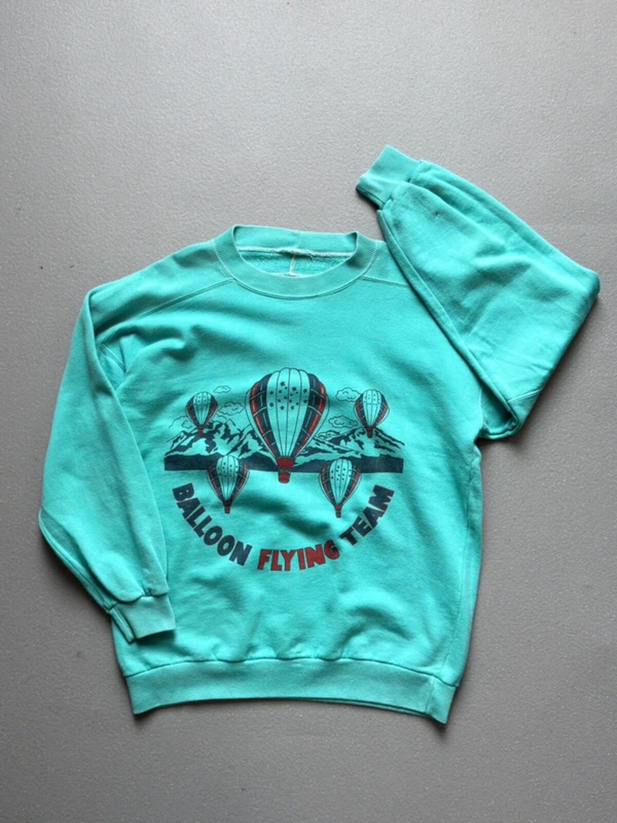 Vintage 80s Balloon Sweatshirt Turquoise Large