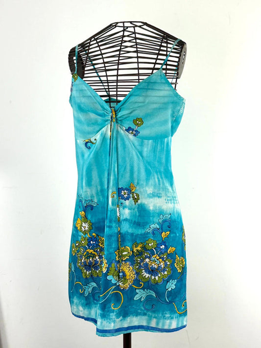 Y2K Floral Tie Dye Strappy Dress Size 12
