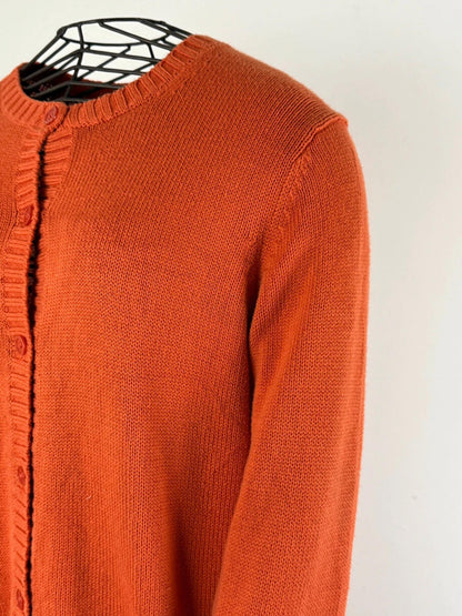 Orange Knitted Cardigan LL Bean Medium