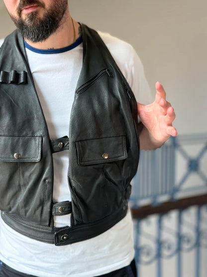 Vintage Leather Utility Vest Jopej