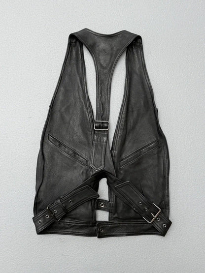Vintage Leather Utility Vest Jopej