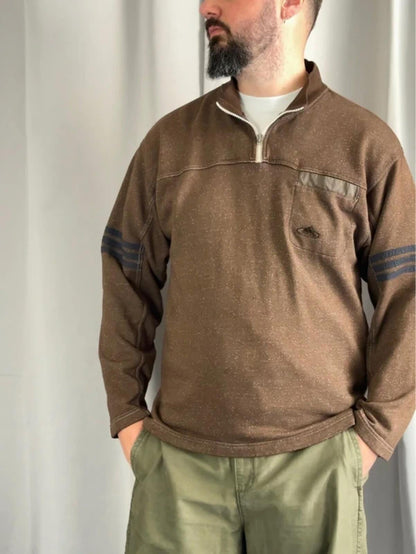 Adidas 90s Vintage 1/4 Zip Sweatshirt Brown Medium