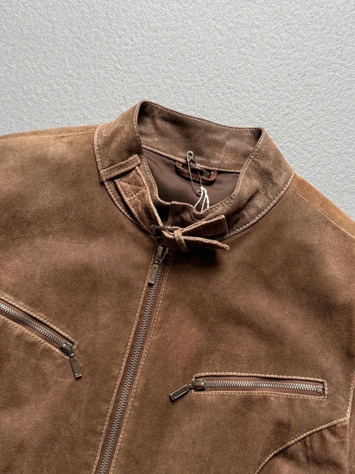 1980s Brown Suede Utility Bomber Jacket Medium Ladies