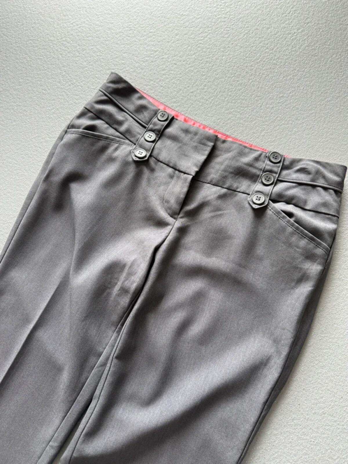 Y2K Low Rise Bootcut Pleated Grey Trousers Small Ladies