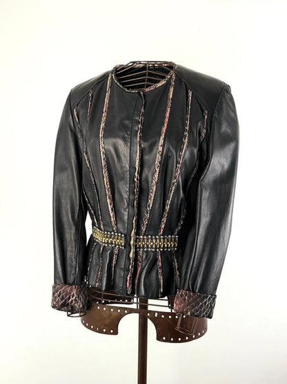 Roberto Cavalli Leather Jacket Size 14