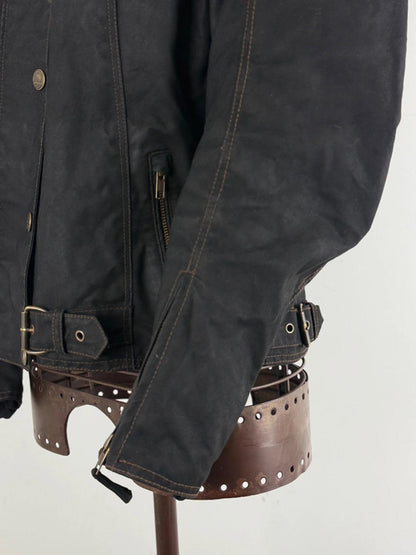 Wax Cropped Biker Jacket Y2K Size 14