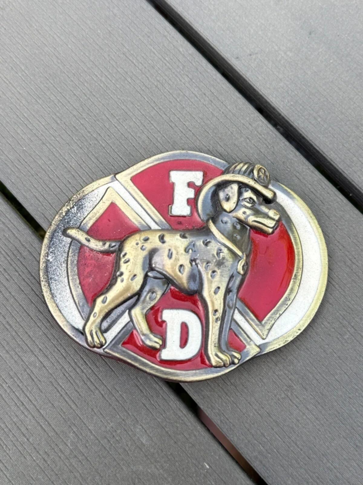 Vintage Fire Department Dalmation Dog Belt Buckle Metal