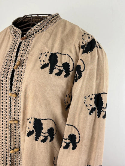 Kantha Quilted Panda Work Jacket XL Reversible