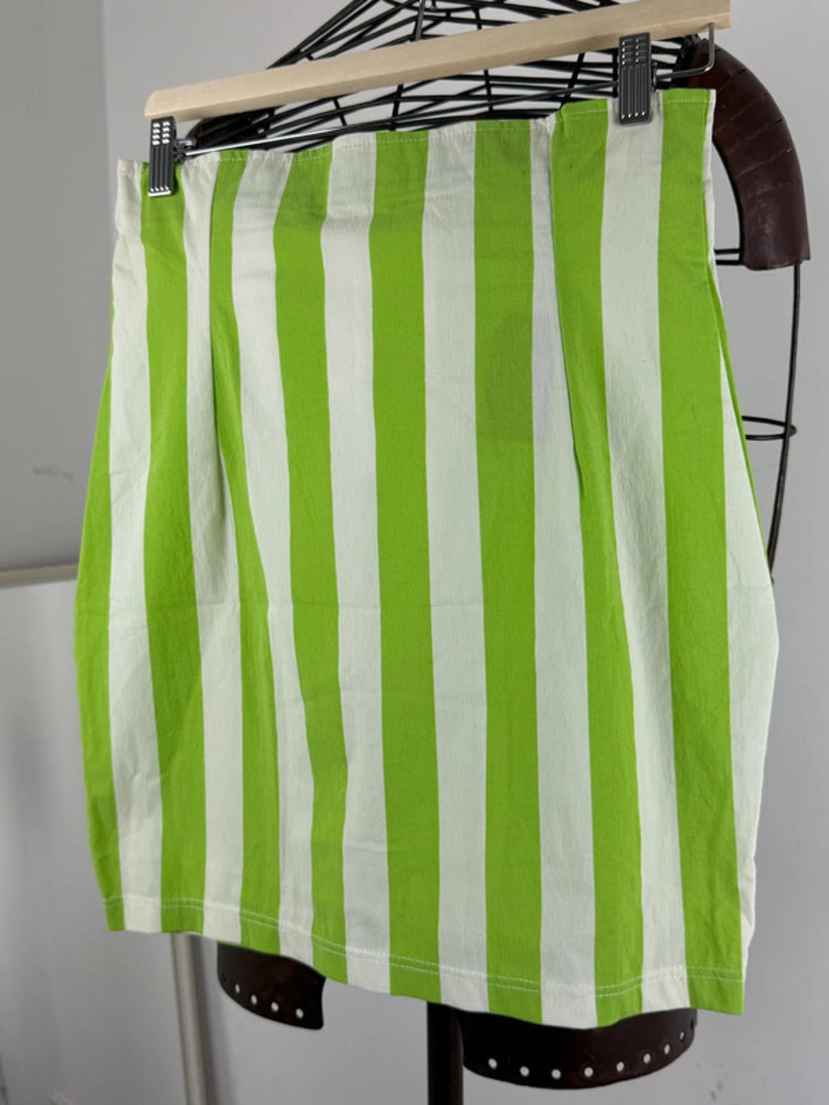 Vintage Green Stripe Fitted Skirt Size 8