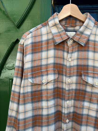 Orange Blue Flannel Shirt Large Super Soft