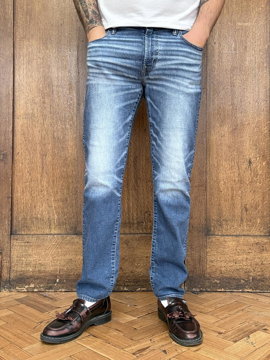 American Eagle Blue Distressed Slim Jeans Faded Denim