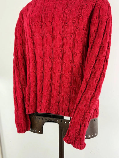 LL Bean Cable Knit Roll Neck Jumper Medium