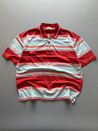 Y2K Stripe Polo Shirt Boxy Fit XL