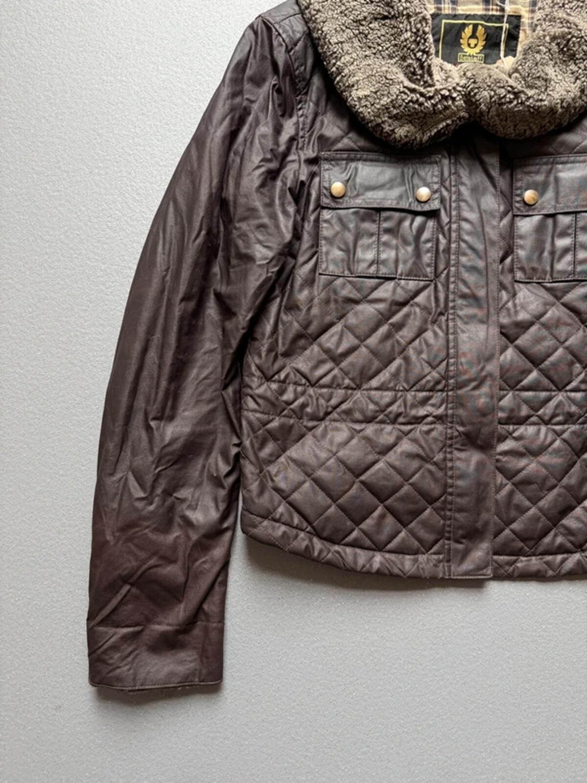 Belstaff Wax Quilted Jacket Brown Ladies Size 46 / UK 14