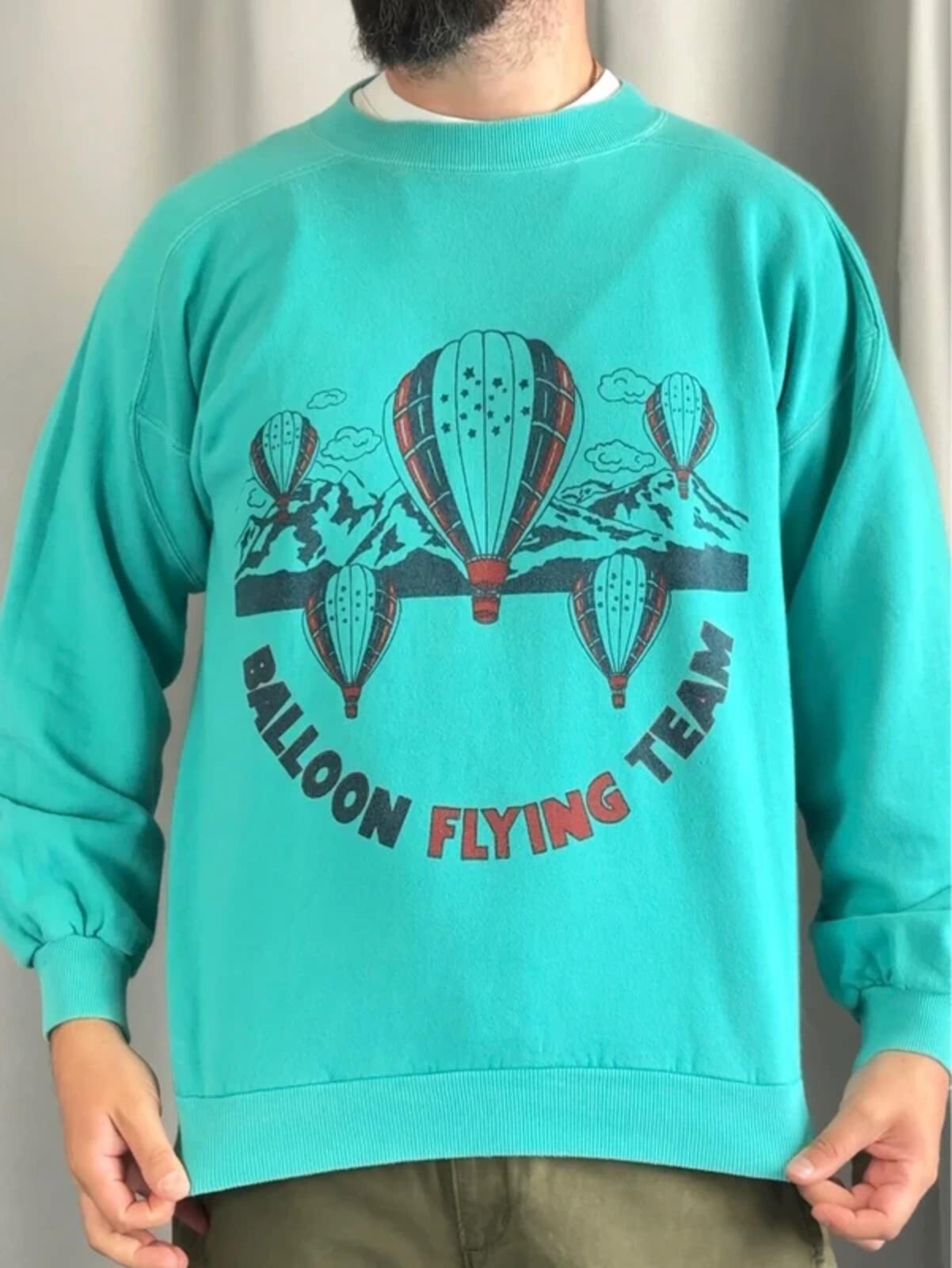 Vintage 80s Balloon Sweatshirt Turquoise Large
