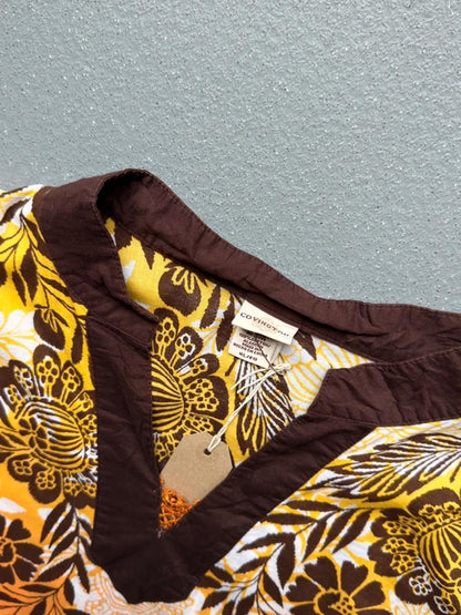 Y2K Boho Floral Smock Shirt XL