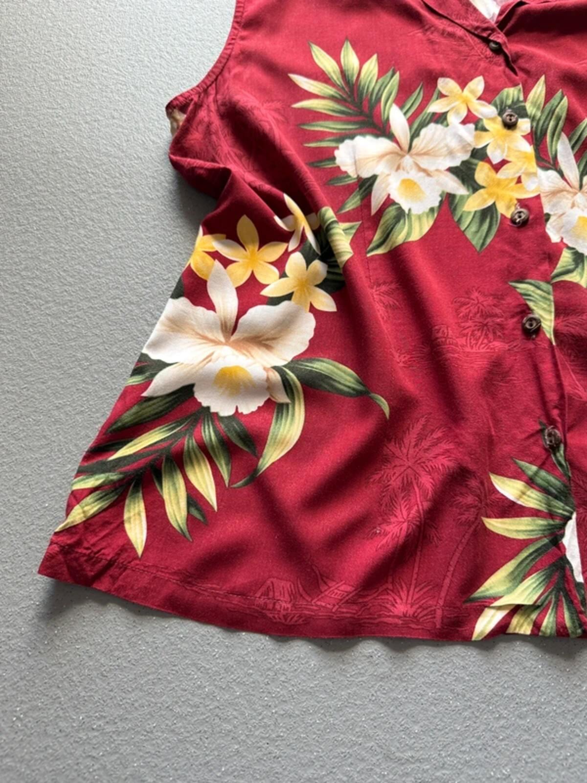 Ladies Vintage Hawaii Floral Sleeveless Shirt XL