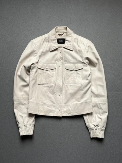 Ibana White Faux Leather Trucker Jacket Small