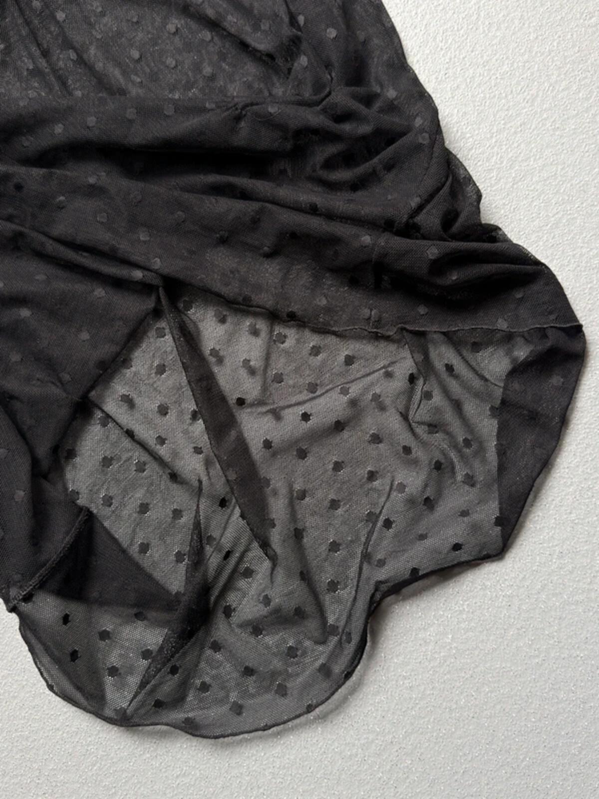 Y2K Sheer Polkadot Black Mini Slip Dress Small