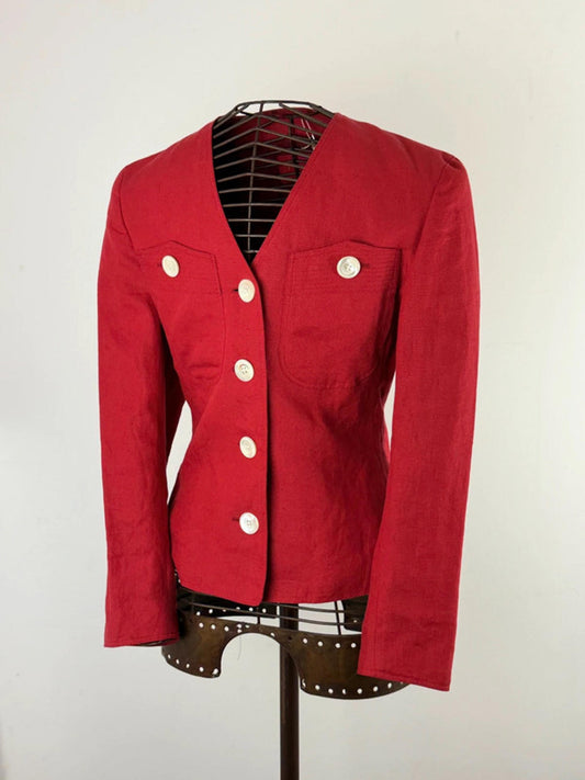 Bogner Linen Red Blazer Jacket 12
