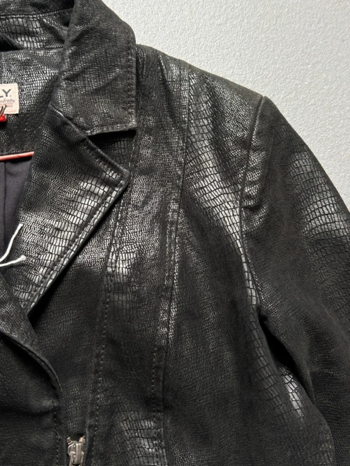 Indie Sleaze Snakeskin Real Leather Biker Jacket Size 10 Y2K