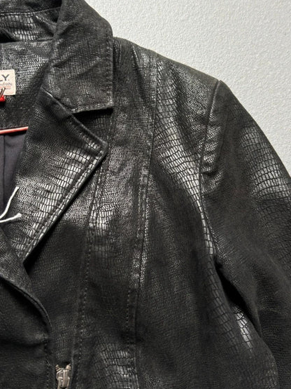 Indie Sleaze Snakeskin Real Leather Biker Jacket Size 10 Y2K