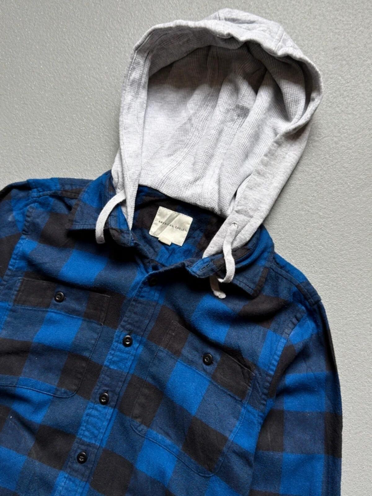Y2K Grunge Hoodie Flannel Overshirt XS