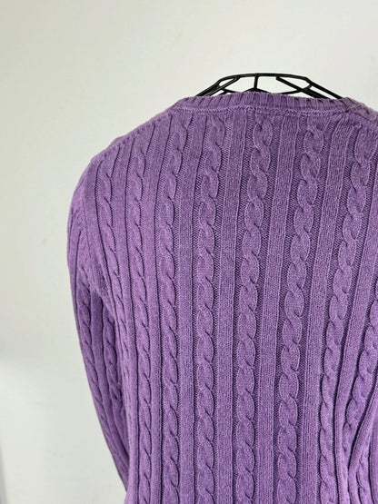 Lilac Purple LL Bean Cable Knit Jumper Medium