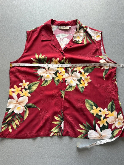 Ladies Vintage Hawaii Floral Sleeveless Shirt XL
