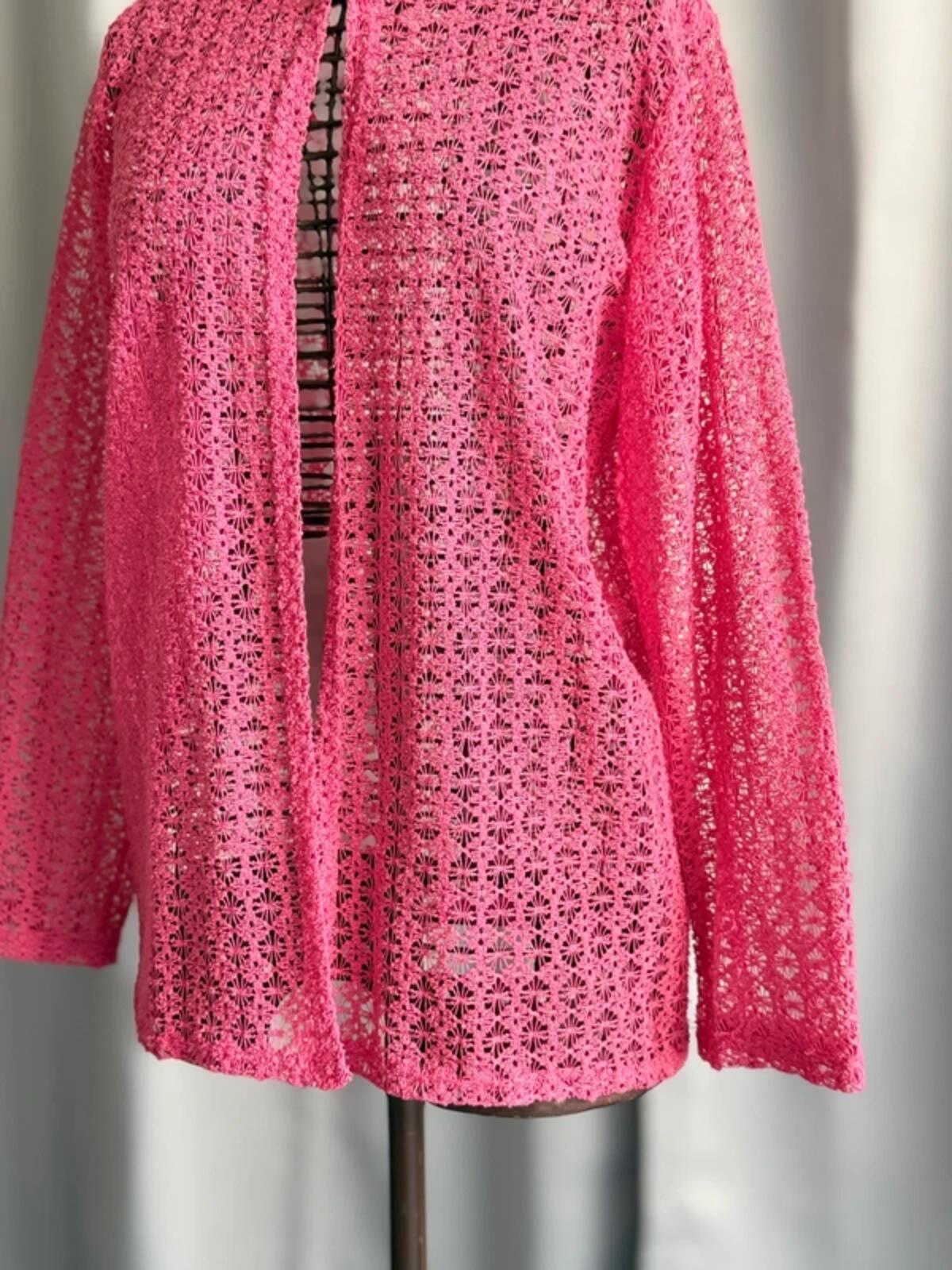 Marble Pink Crochet Lace Cardigan Large