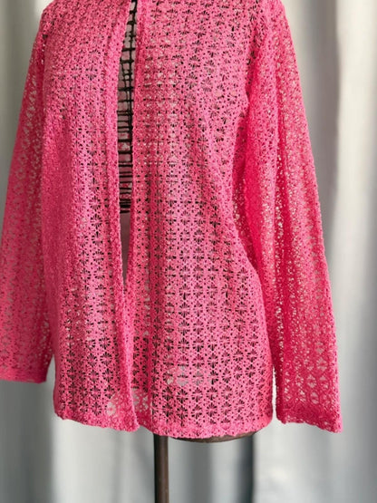 Marble Pink Crochet Lace Cardigan Large