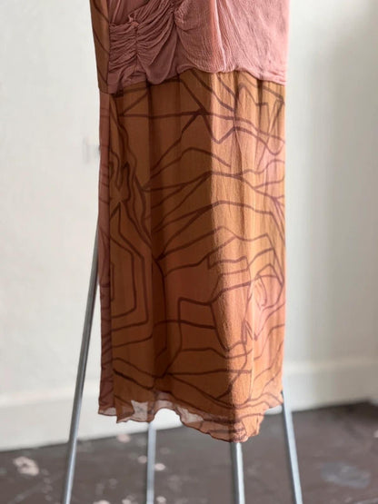 90s Vintage Abstract Sleeveless Mesh Dress Size 8/10