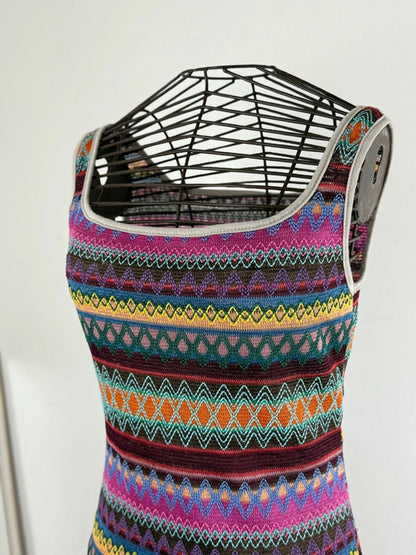 90s Sleeveless Long Woven Dress Medium