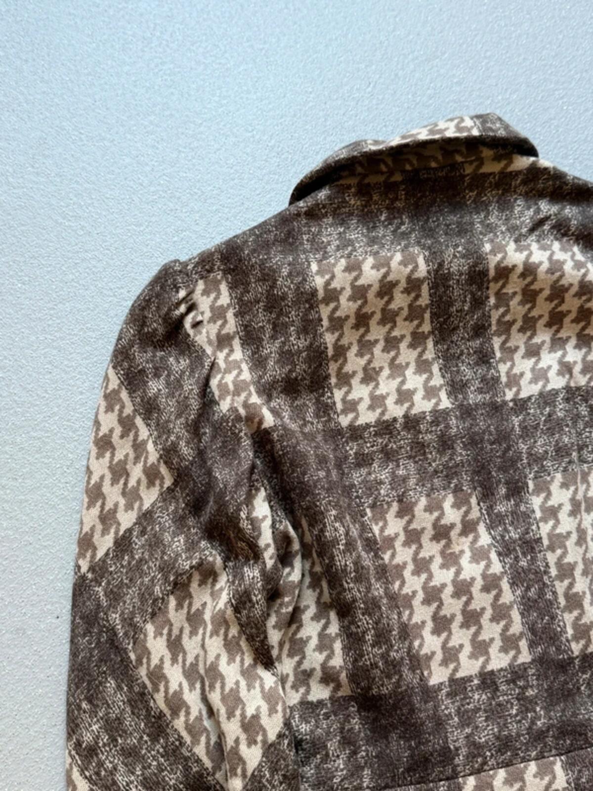 Vintage 70s Suede Dogtooth Collared Jacket Medium Ladies