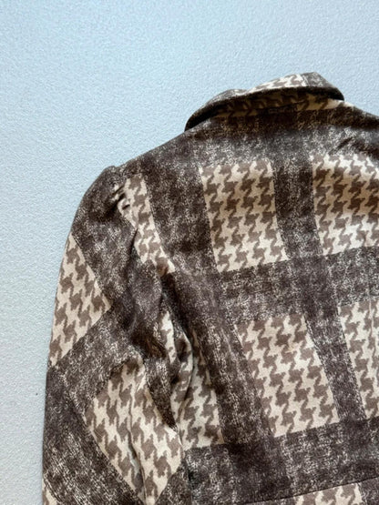 Vintage 70s Suede Dogtooth Collared Jacket Medium Ladies