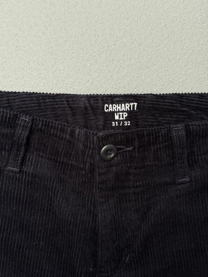 Carhartt WIP Black Corduroy Club Pants 31x32 Straight Leg Trousers