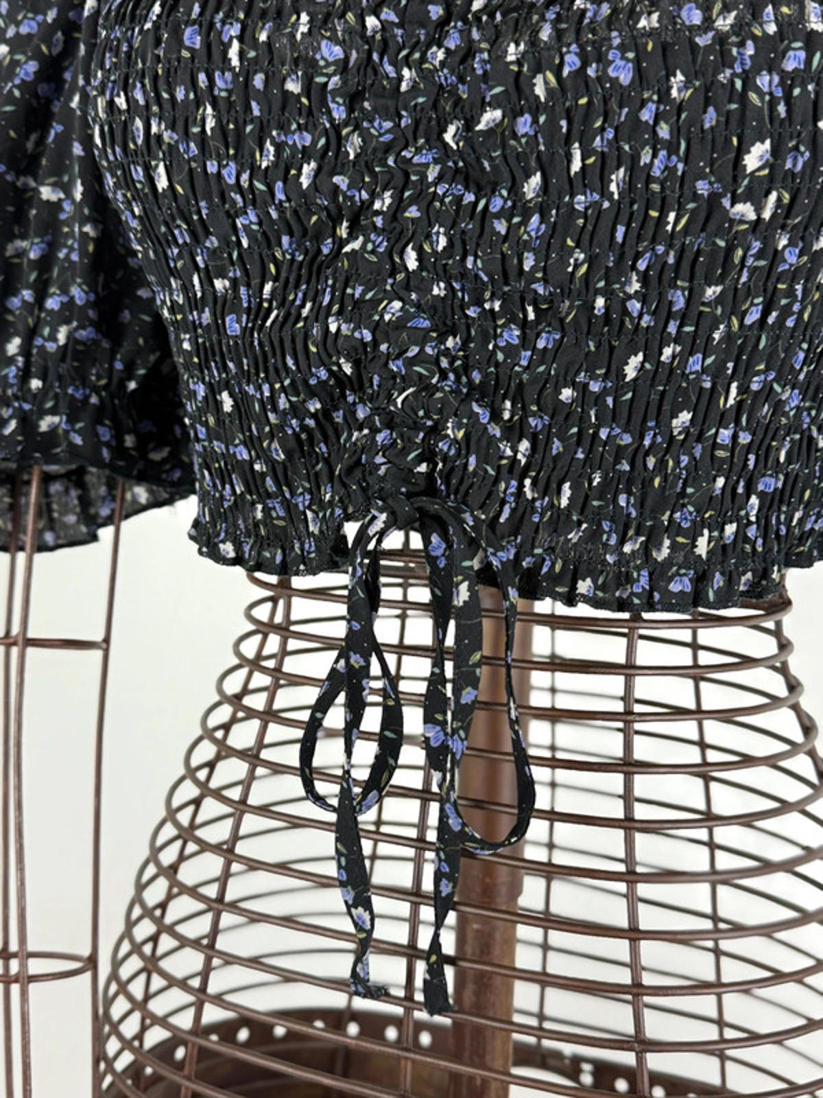 Floral Crooped Blouse Puff Sleeves Size 10