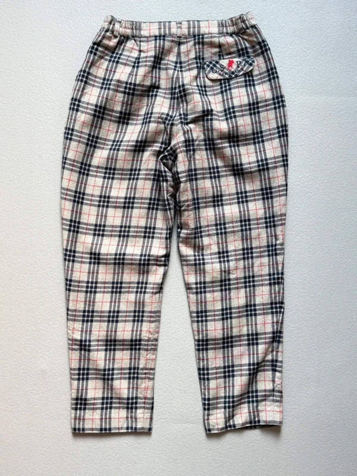 US Polo Association High Waisted Check Wool Blend Trousers 28”