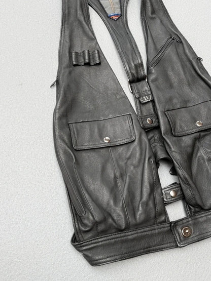 Vintage Leather Utility Vest Jopej