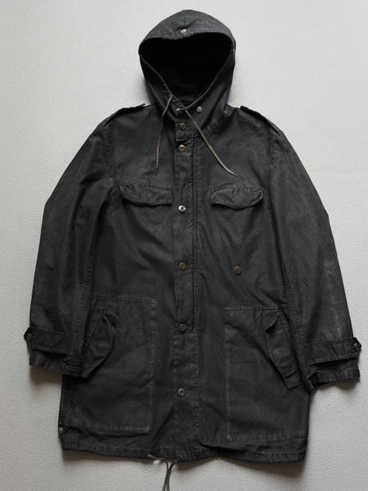 80s Black German Military Parka Large