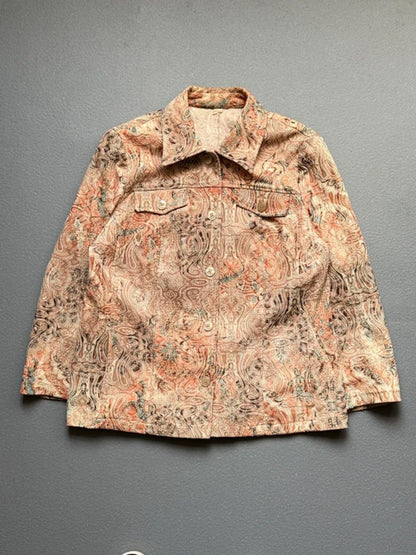 Vintage Embroidered Sashiko Style Paisley Trucker Jacket XL Ladies