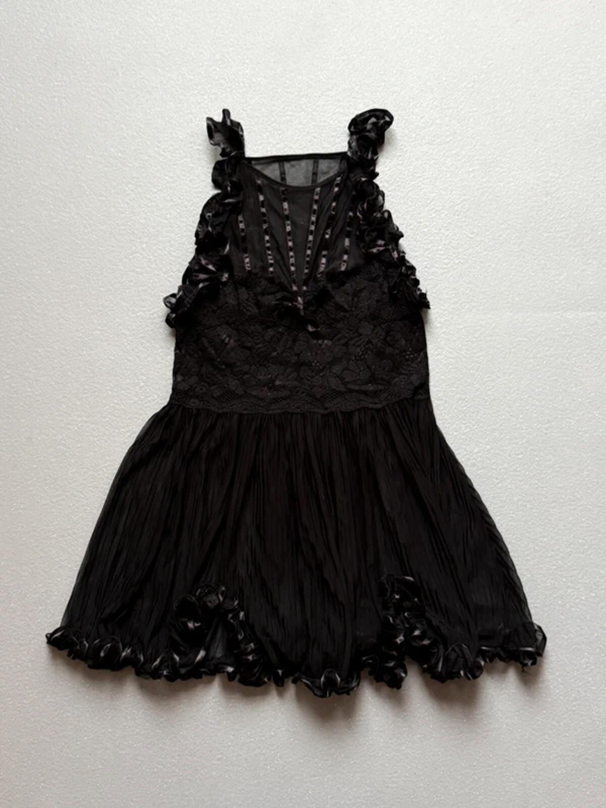 Y2K Ruffled Lace Babydoll 6/8 Black