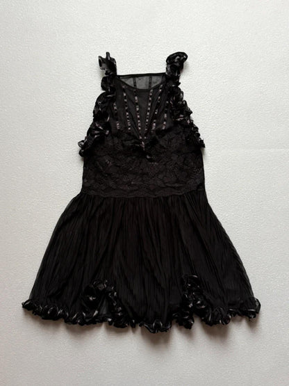 Y2K Ruffled Lace Babydoll 6/8 Black