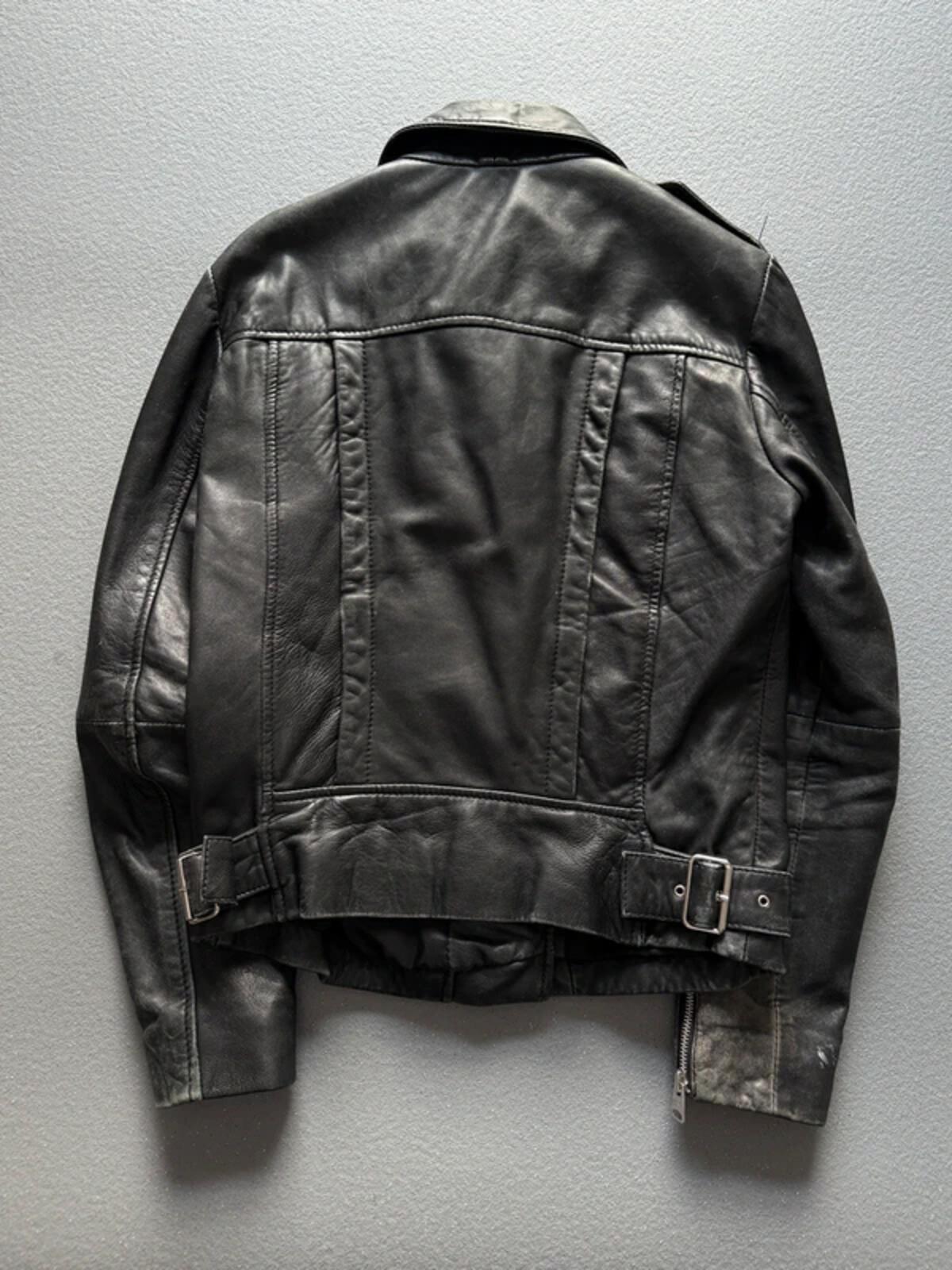 Mango Real Leather Black Biker Jacket Small