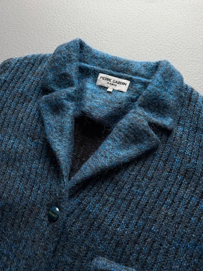 80s Mohair Blue Cardigan Ladies Large